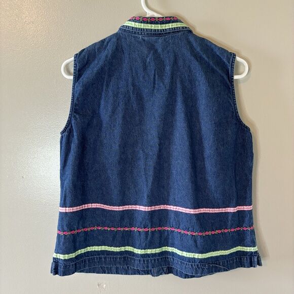 Vintage Samantha Edwards Denim Vest Ribbon Accents Sleeveless Jacket 80’… - Picture 7 of 8